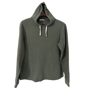 Marine Layer Mens Green Waffle Knit Hoodie Supima Cotton Modal Pullover Size M